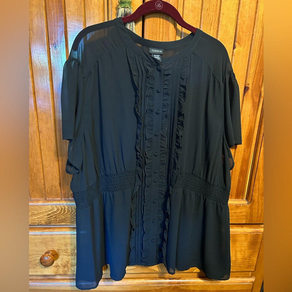 Torrid size 4 Black Sheer georgette flutter sleeves.